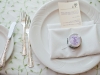 Custom linens, menu and tea favours