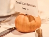 Centerpiece, stemless wine glass favour and escort card