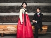 In traditional Korean wedding dress