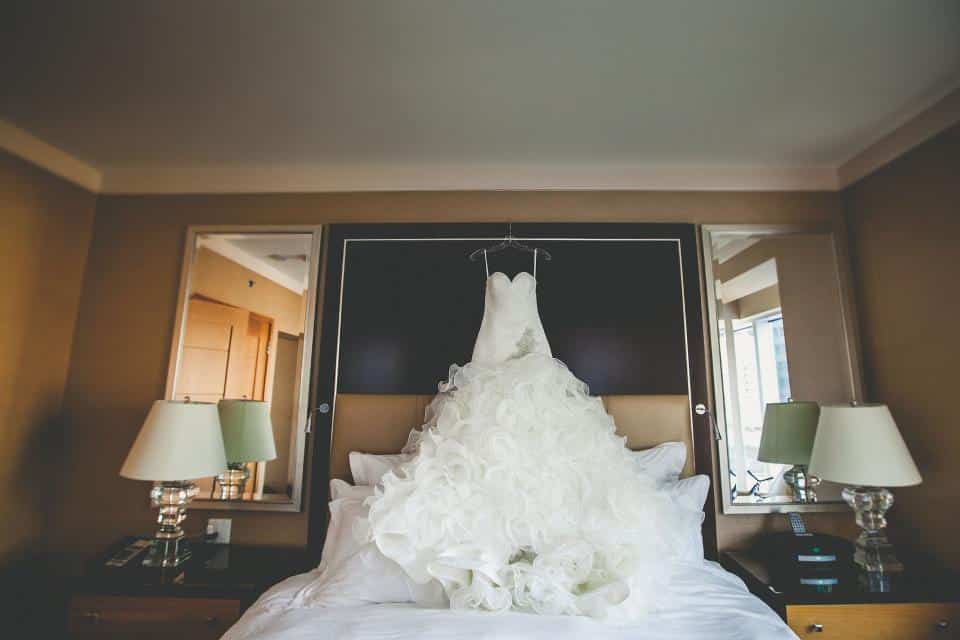 Bride's wedding dress at the Ritz-Carlton Hotel Toronto. To see more of this modern wedding, visit Rebecca Chan Weddings and Events http://www.rebeccachan.ca