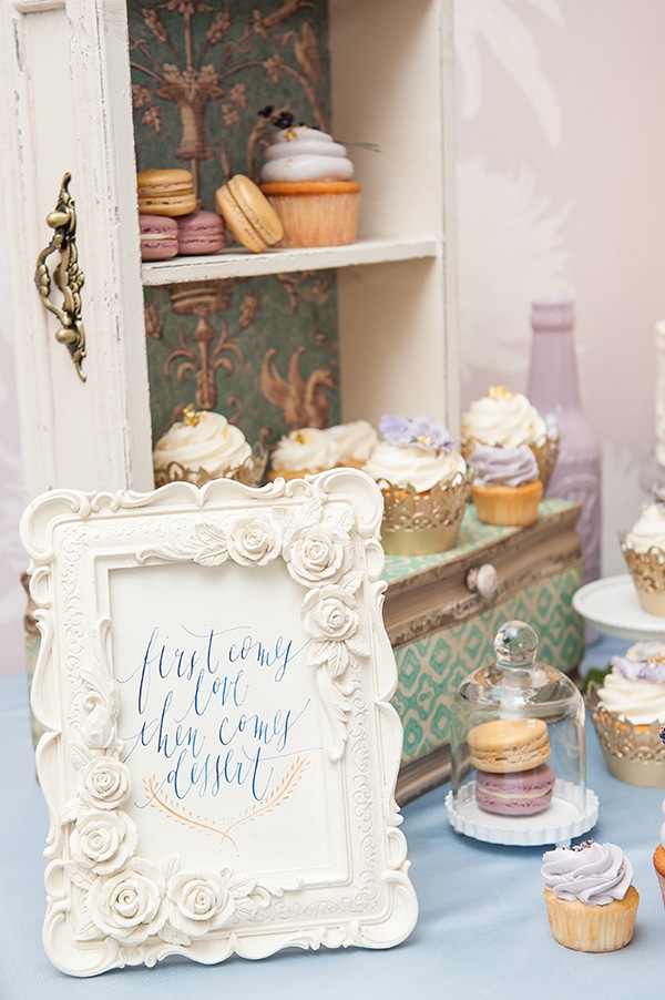 Wedding dessert table sign - first comes love, then comes dessert. See more at Rebecca Chan Weddings and Events