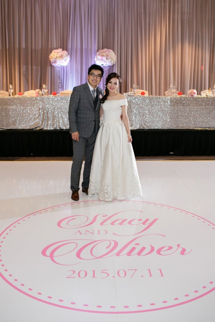 Custom monogram on dancefloor - Romantic blush pink wedding at Ritz-Carlton Hotel Toronto