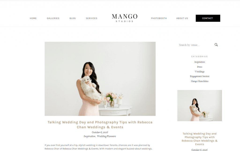 Toronto Wedding planner Rebecca Chan shares photography tips with Mango Studios