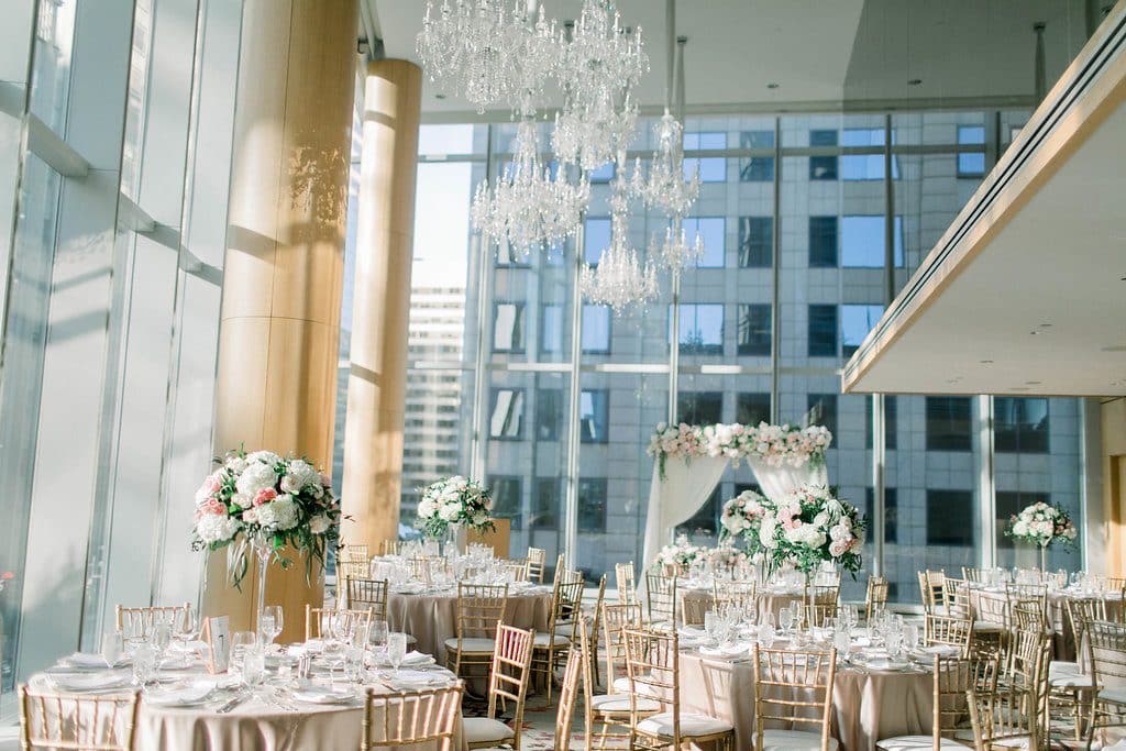 Blush and gold Shangri-La Hotel Toronto Wedding with roses and peonies