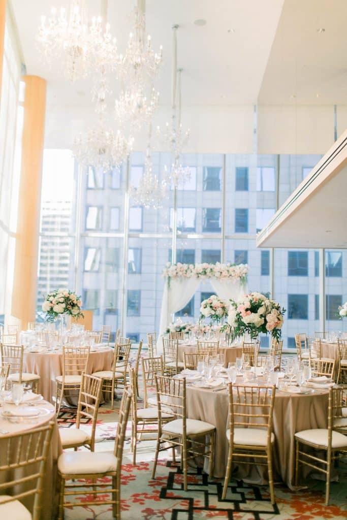 Blush and gold Shangri-La Hotel Toronto Wedding with roses and peonies