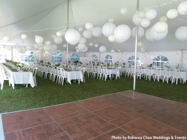 Outdoor tented wedding reception