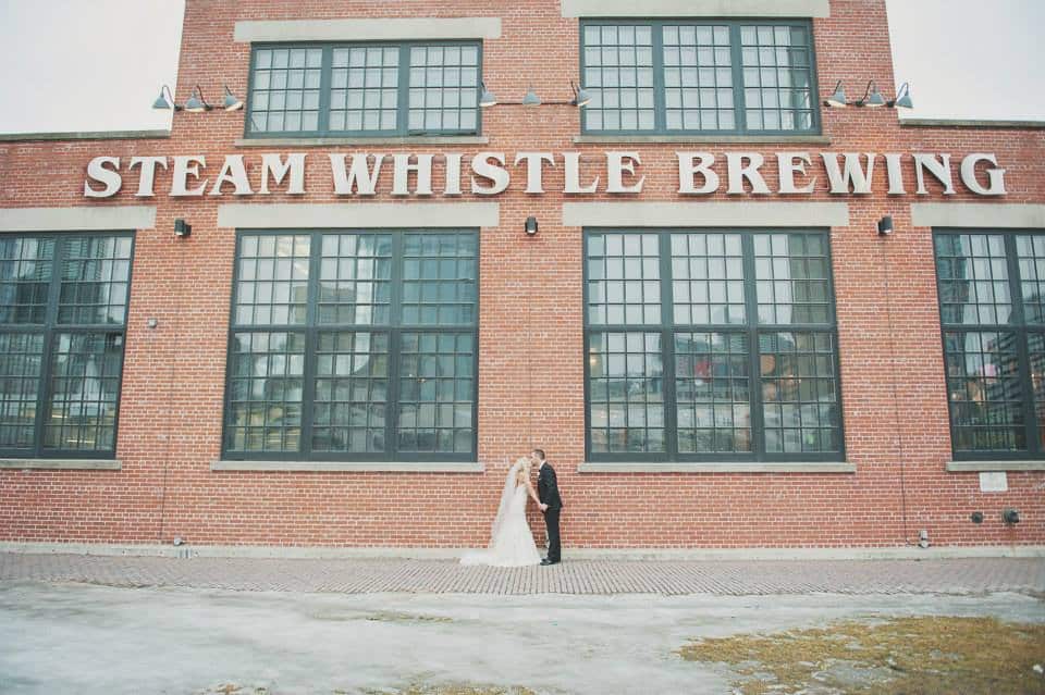 Wedding photos at the Steam Whistle Brewery. See more at Rebecca Chan Weddings and Events https://www.rebeccachan.ca