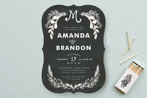Calk board inspired wedding invitation