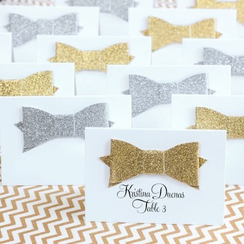 Glitter bowtie place cards