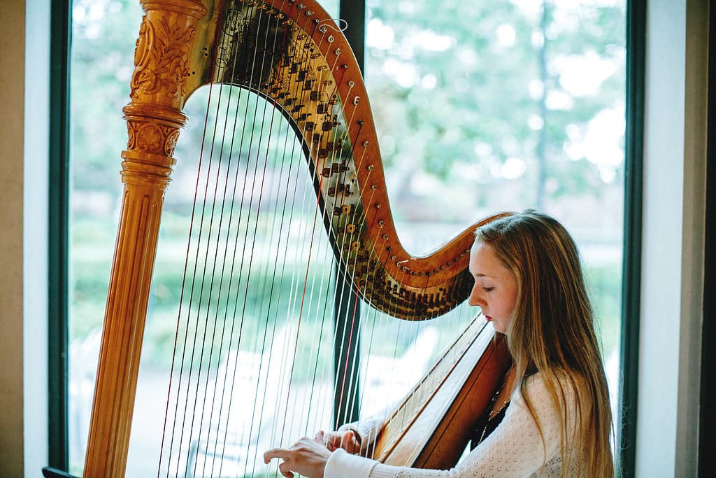 Harpist playing for the wedding ceremony. To see more, visit Rebecca Chan Weddings and Events https://www.rebeccachan.ca