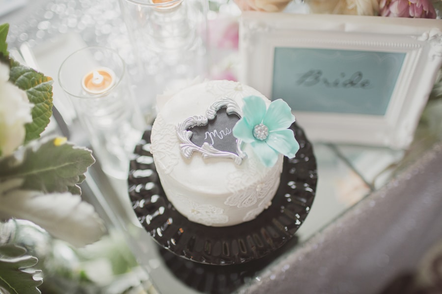 Custom bride's mini cake. See more at Rebecca Chan Weddings and Events https://www.rebeccachan.ca