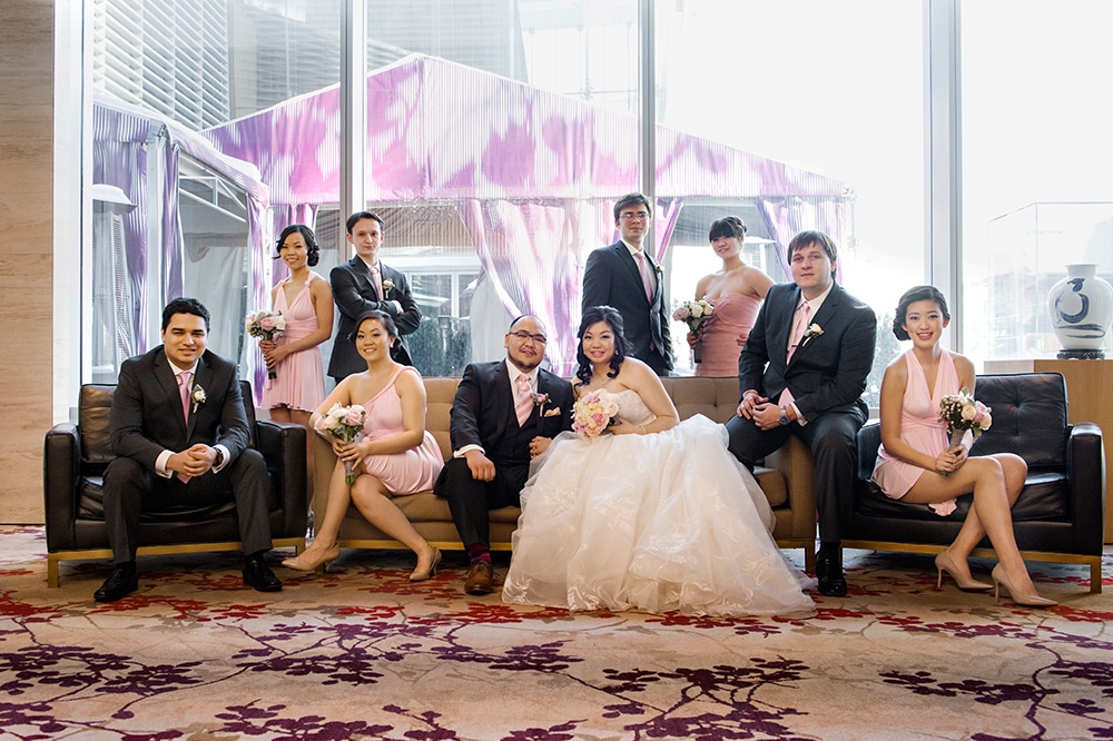 Shangri-La Hotel Toronto Wedding with cherry blossoms  - Wedding party