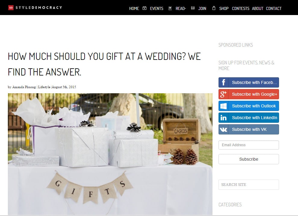 How much to gift at a wedding