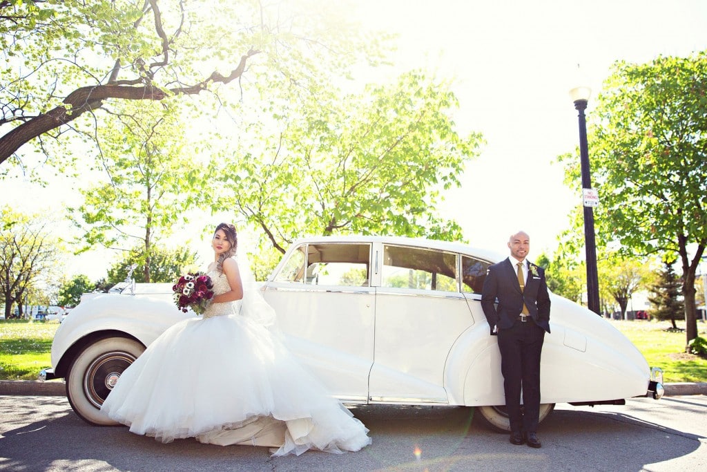 Elegant vintage-inspired purple and gold wedding