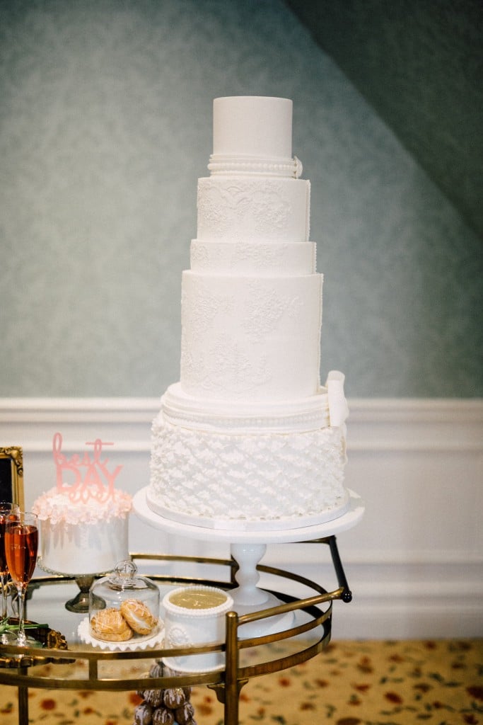 Estates of Sunnybrook indoor ceremony inspiration - lace inspired wedding cake