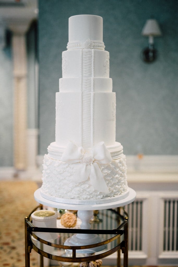 Estates of Sunnybrook indoor ceremony inspiration - lace corset wedding cake