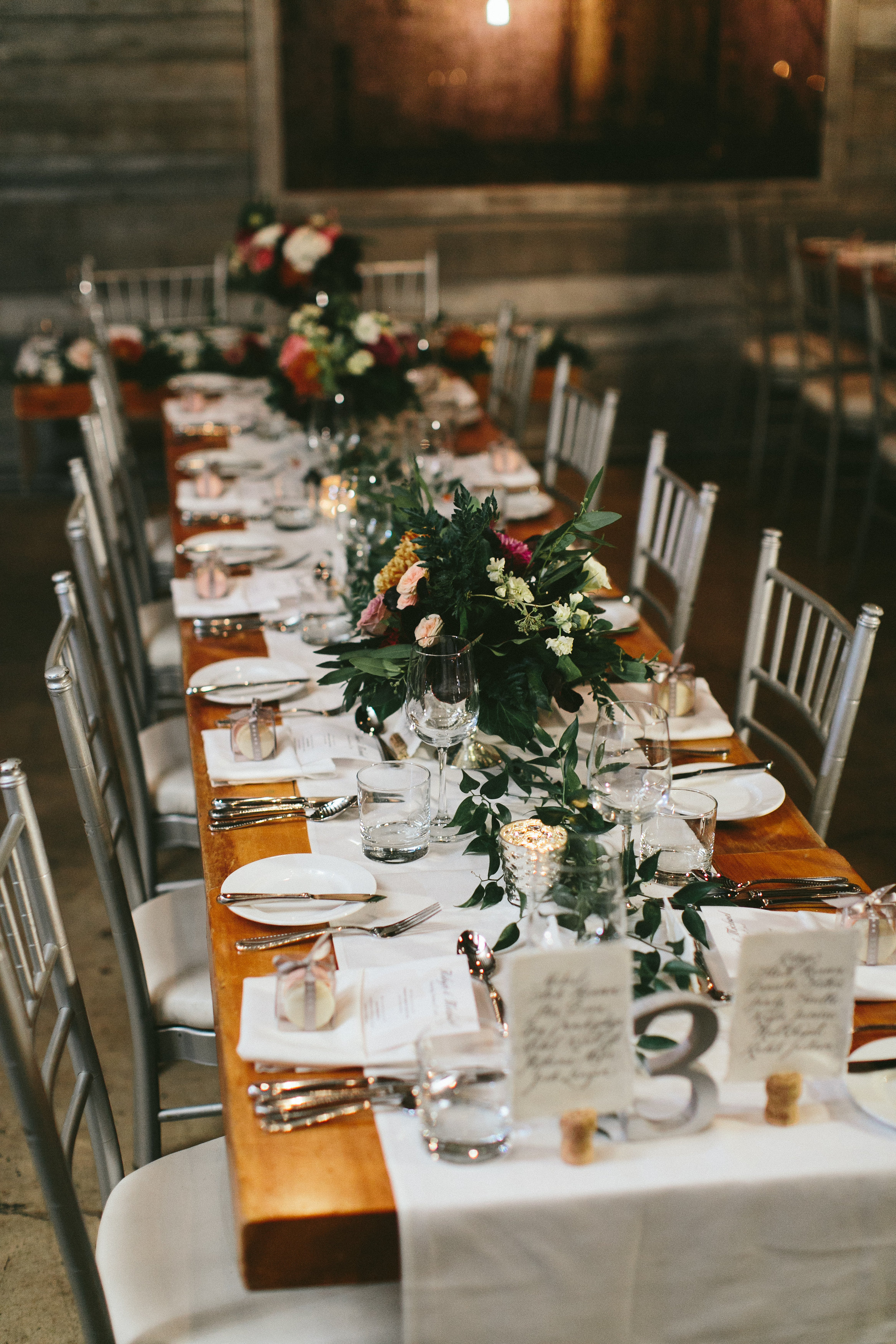 Elegant and Rustic Toronto Wedding in the Distillery District - Garland and centrepieces
