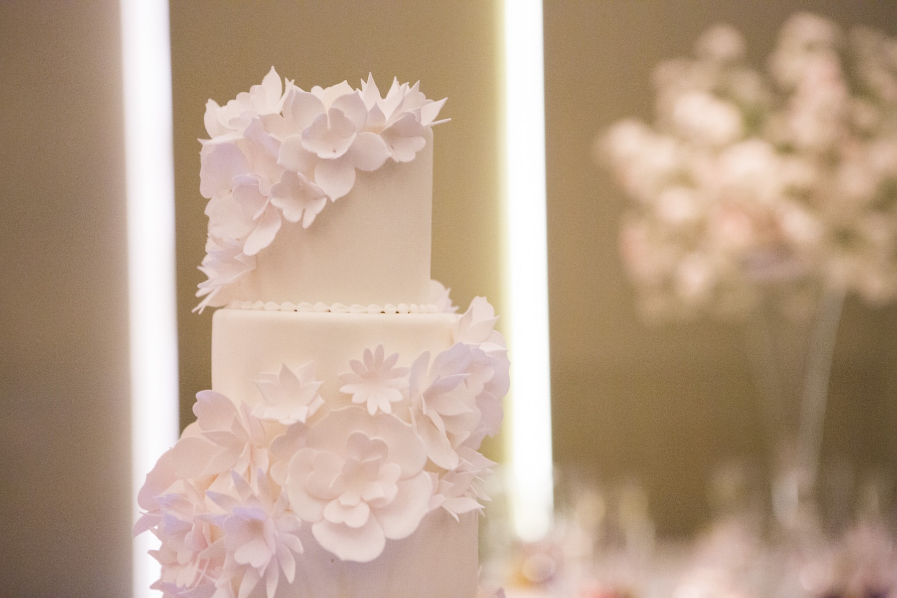 Floating wedding cake - Modern White and Blush Wedding at Four Seasons Hotel Toronto