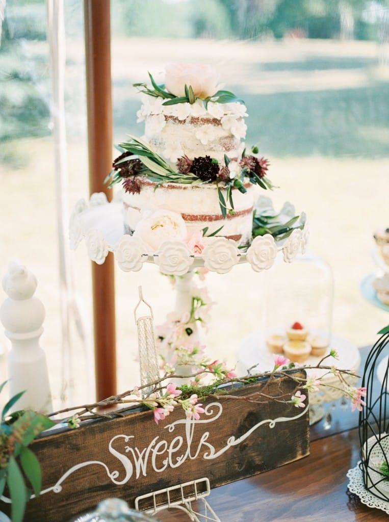 Organic Sweets table - Rustic outdoor tented wedding