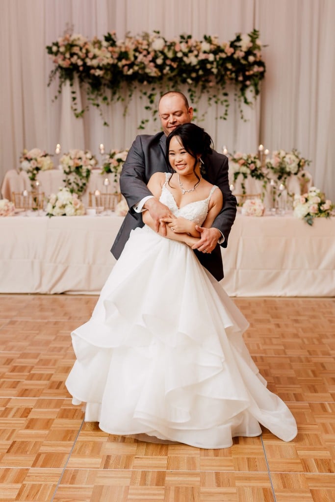 First dance - Romantic Pink and Gold Wedding at Omni King Edward Hotel