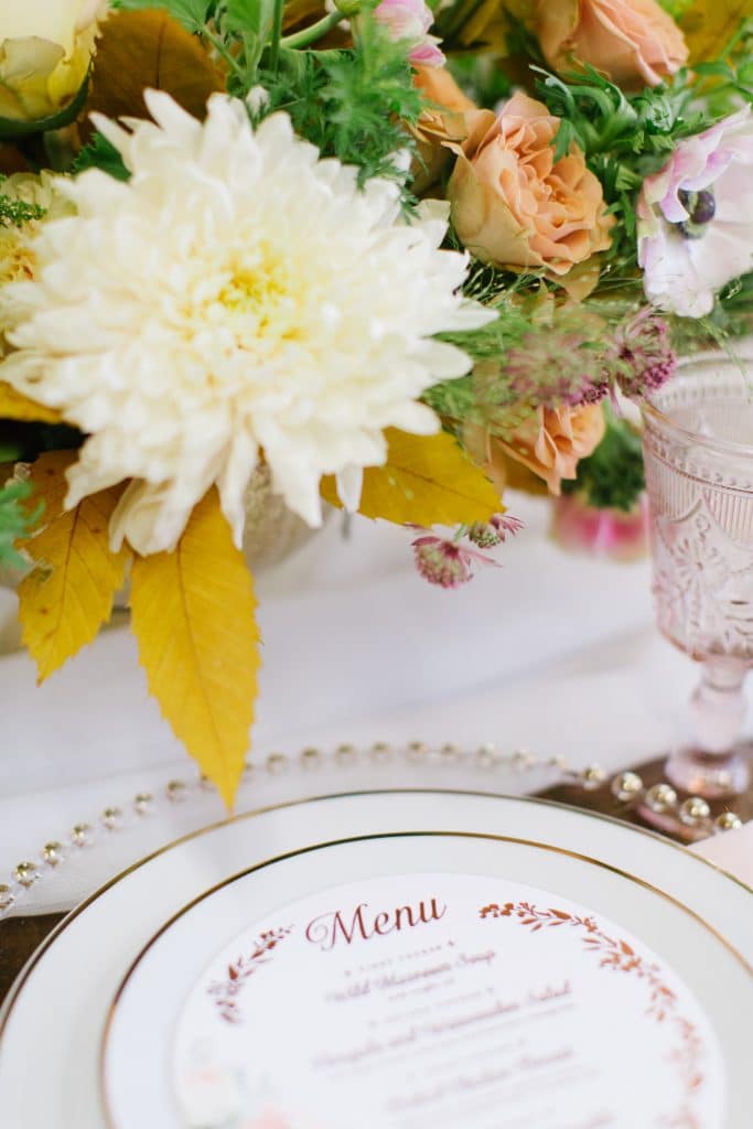 Rustic and romantic wedding tabletop styling