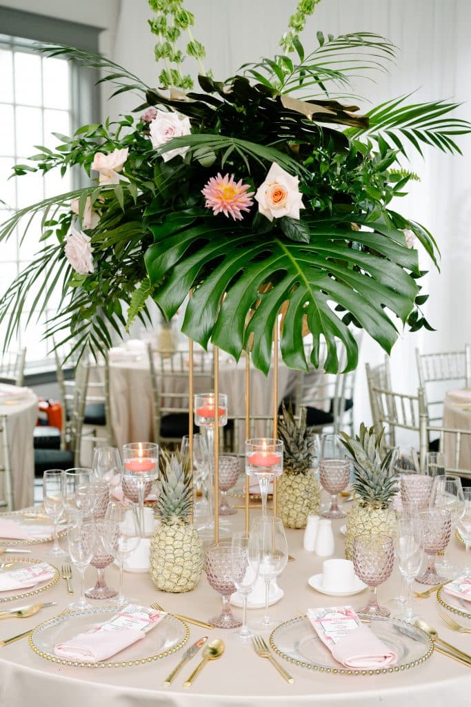 Tropical Centrepieces - Epic Coachella Inspired Wedding Reception at Doctor's House
