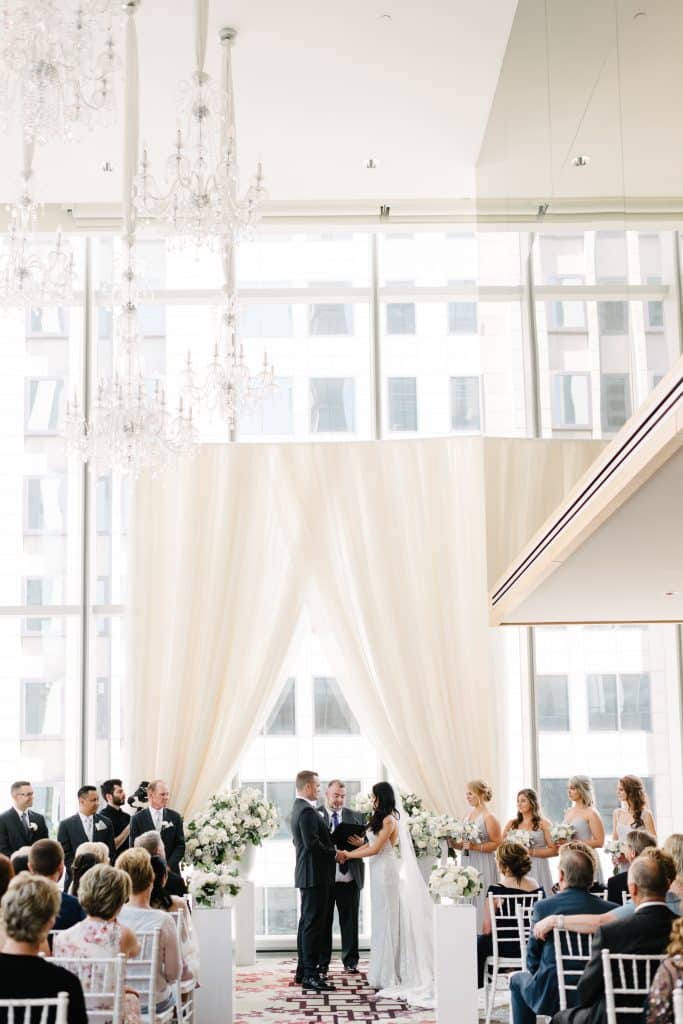 Classic white wedding ceremony at Shangri-La Hotel Toronto