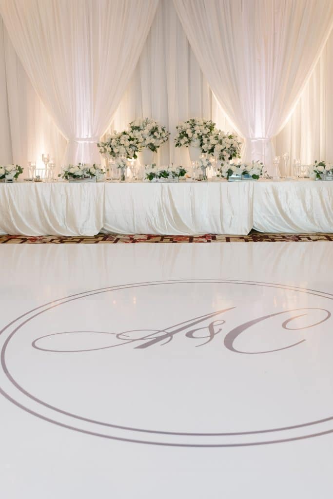 Classic white wedding reception at Shangri-La Hotel Toronto