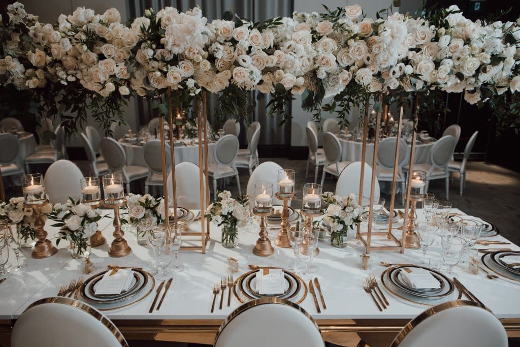A luxurious white, gold and black wedding for NHL player Mike Hoffman wedding.