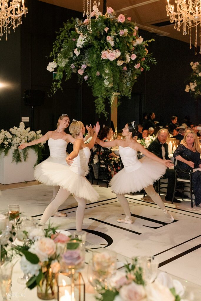 Luxurious indoor garden wedding with ballerinas at Globe and Mail Centre, by Rebecca Chan Weddings & Events www.rebeccachan.ca