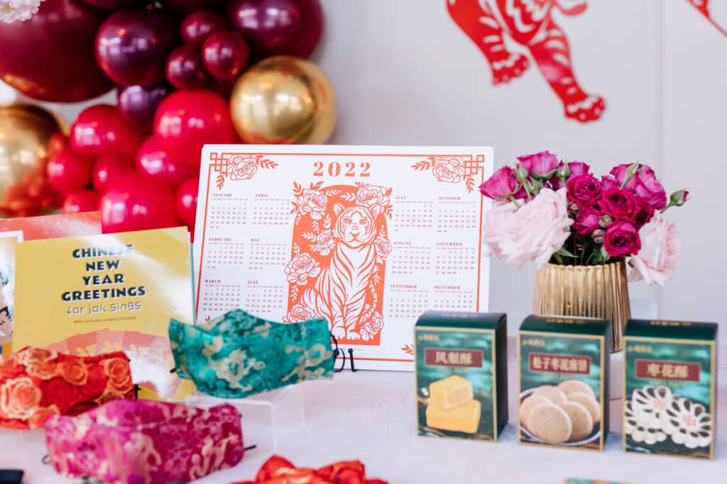 Letterpress tiger and peony calendar - Chinese New Year gifting and decor ideas on Cityline, with event planner Rebecca Chan.