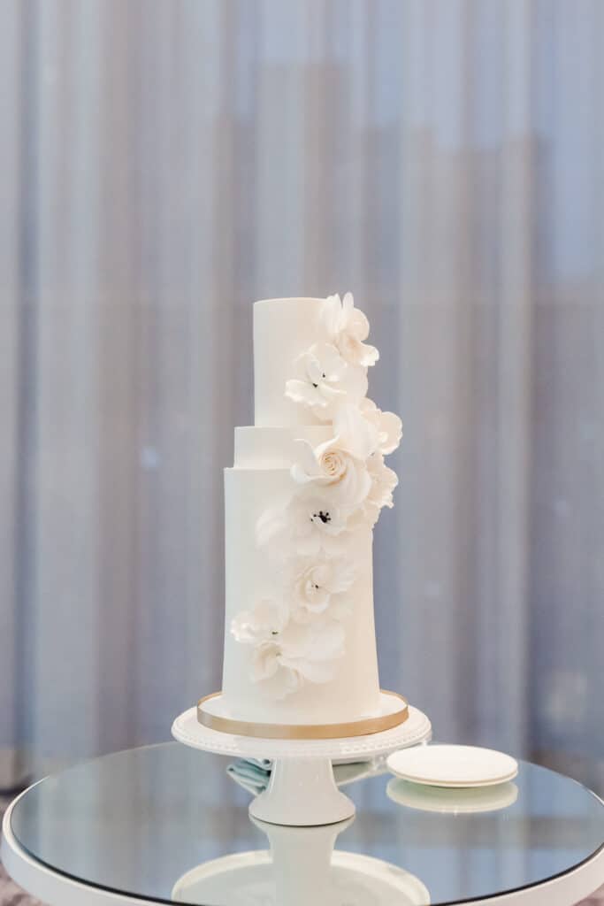 Modern white wedding cake at Four Seasons Hotel Toronto