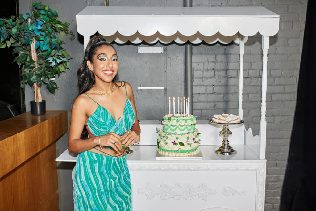 Retro birthday cake at Rupi Kaur's 30th birthday party; Planned by Toronto event planner, Rebecca Chan Events 