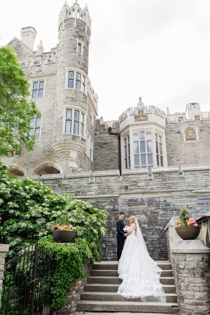 Classic Casa Loma Wedding with white roses. Planned by Rebecca Chan Weddings & Events