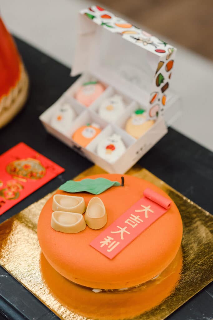 Lucky mandarin cake for lunar new year, as seen on Cityline with Rebecca Chan