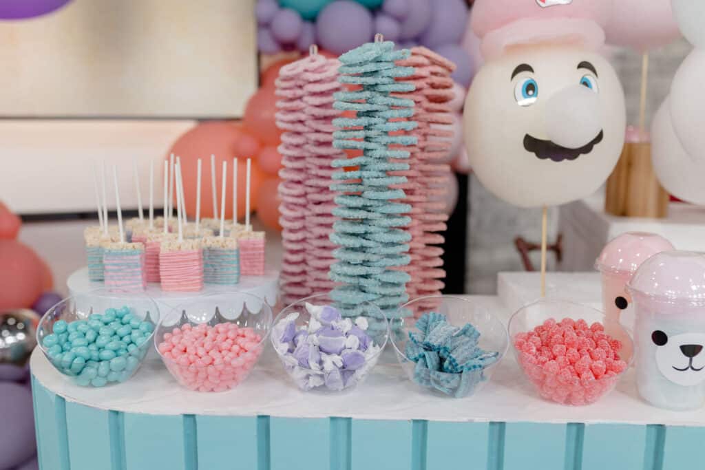 Pastel candy spread - Epic kids party ideas, as seen on Cityline  with Rebecca Chan Weddings and Events. www.rebeccachan.ca