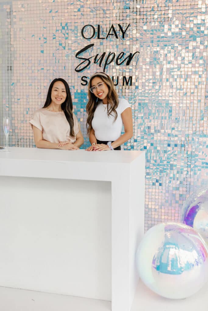 Toronto brand activation - Olay Super Serum media launch party; iridescent welcome wall