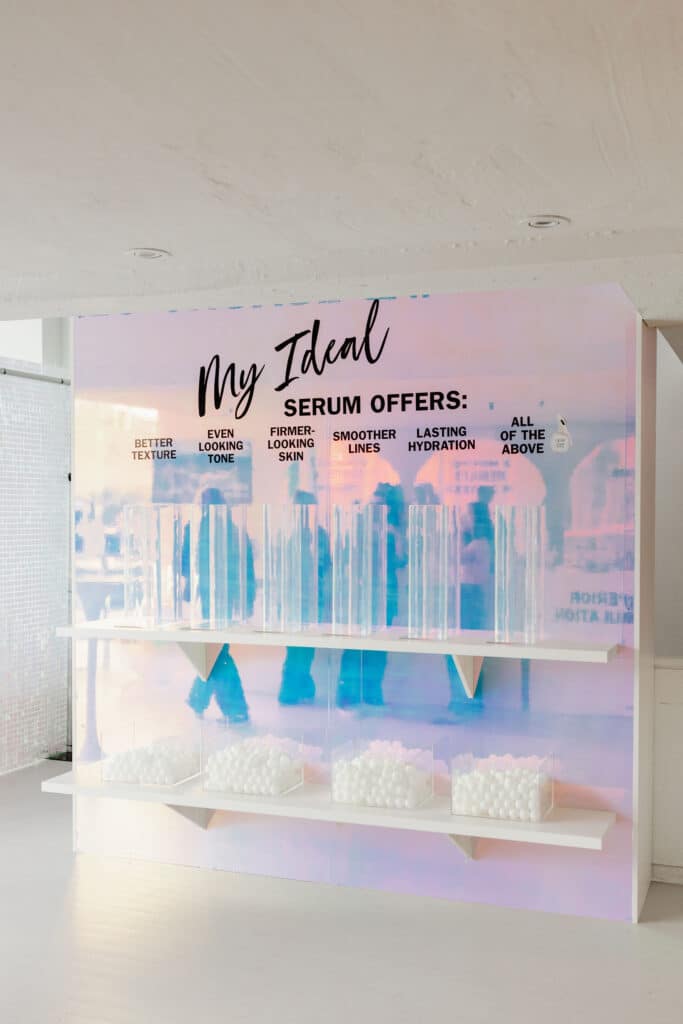 Toronto brand activation - Olay Super Serum product benefit wall