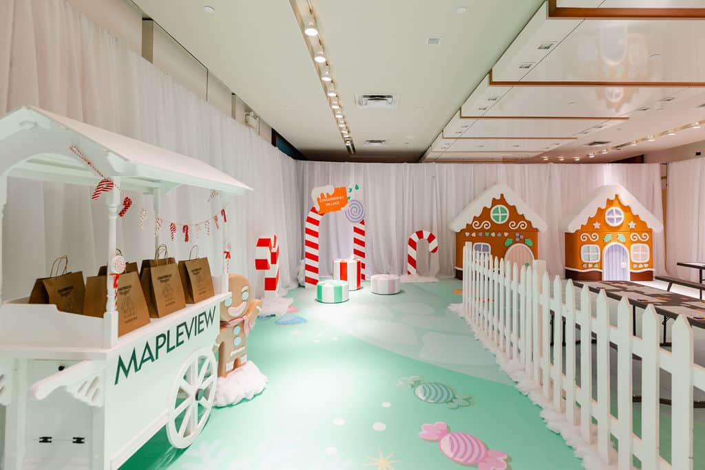 Gingerbread village marketing activation for Mapleview Shopping Centre