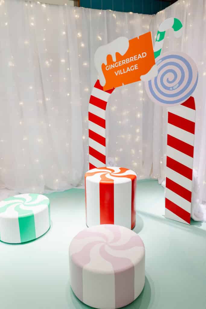 Candy cane photo opp - Gingerbread village marketing activation for Mapleview Shopping Centre
