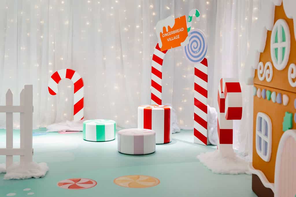 Candy cane photo opp - Gingerbread village marketing activation for Mapleview Shopping Centre