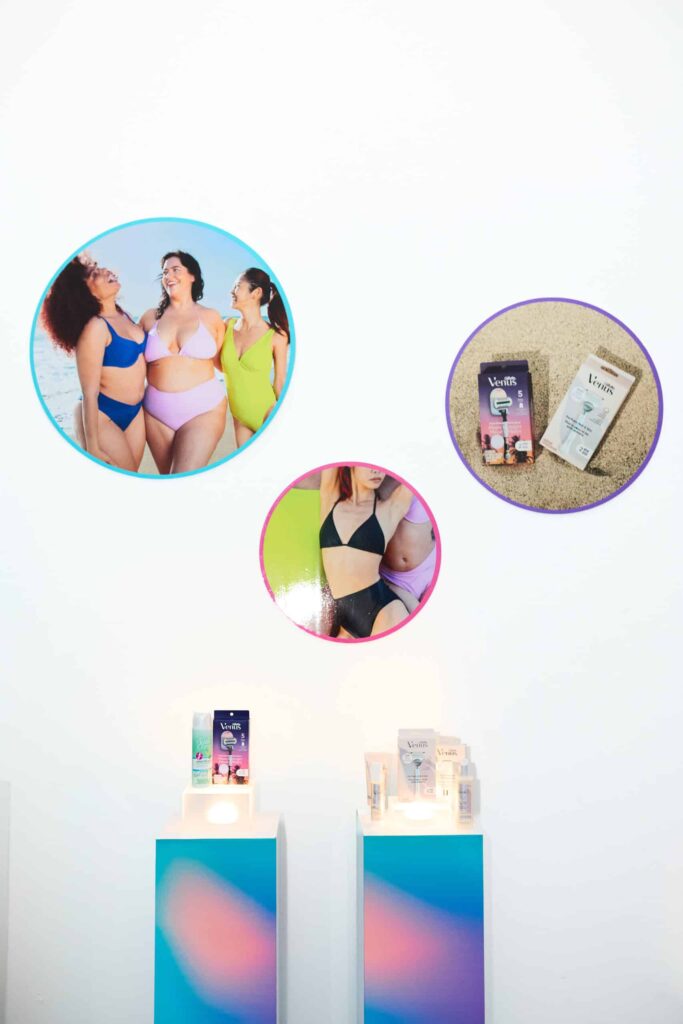 Elevated product display at Gillette Venus marketing event